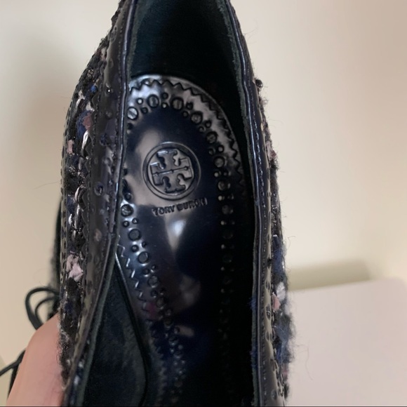 Tory Burch tweed tassel lace up oxford heels - Picture 7 of 16